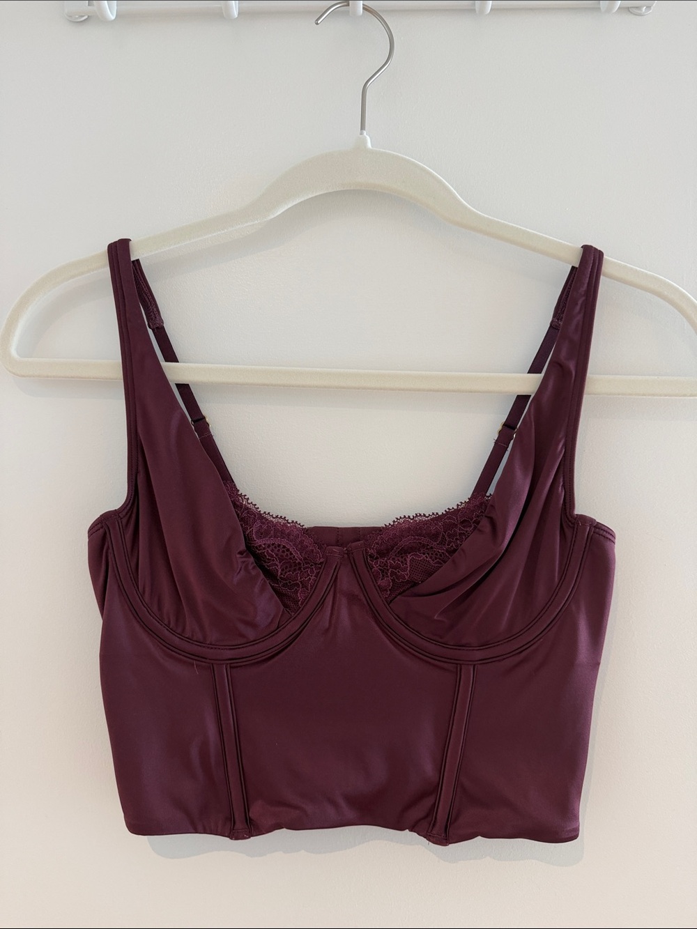 Abercrombie & Fitch Lace & Satin Balconette Corset - Deep Plum